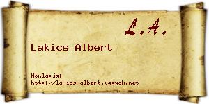 Lakics Albert névjegykártya